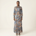 Rhea The Feather-Print Chiffon Maxi Dress