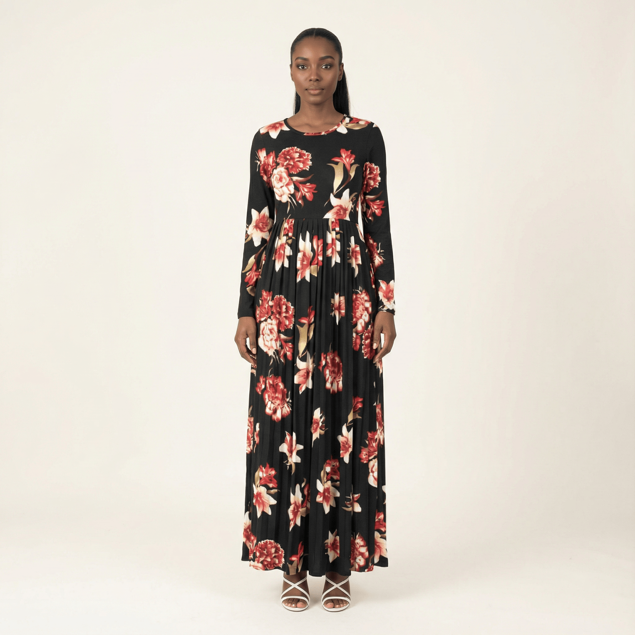 Journey Black Pleated Maxi Dress
