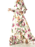 Primrose White Satin Floral Hi-Low Dress