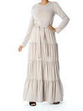 Laurel Gray Tiered Cotton Maxi Dress
