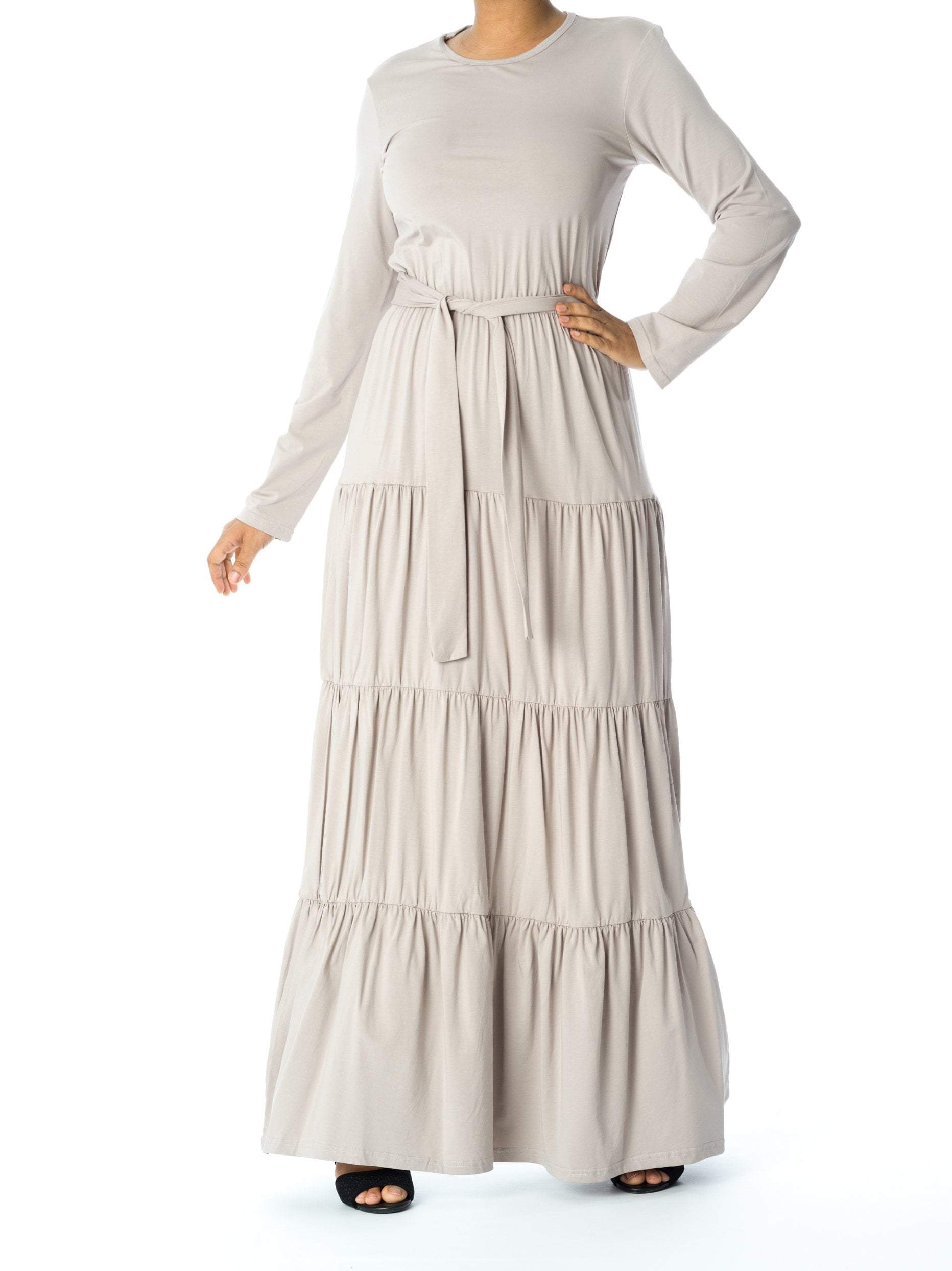 Laurel Gray Tiered Cotton Maxi Dress