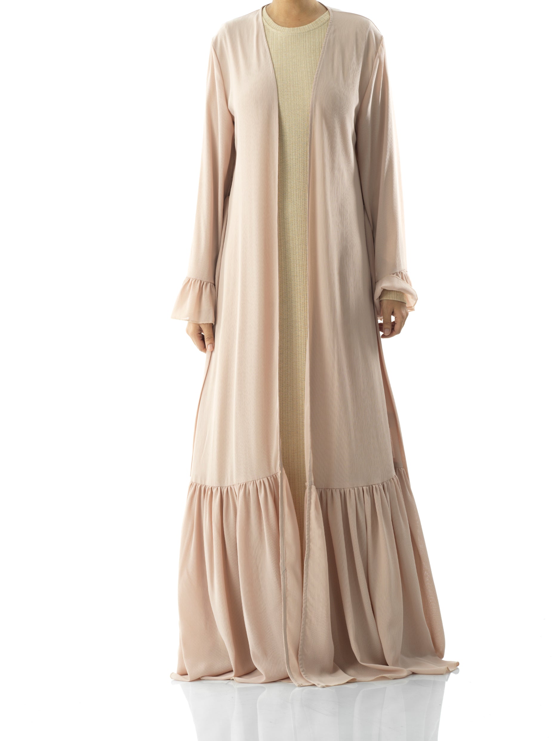 Charleston Coffee Tiered Ruffle Chiffon Cardigan