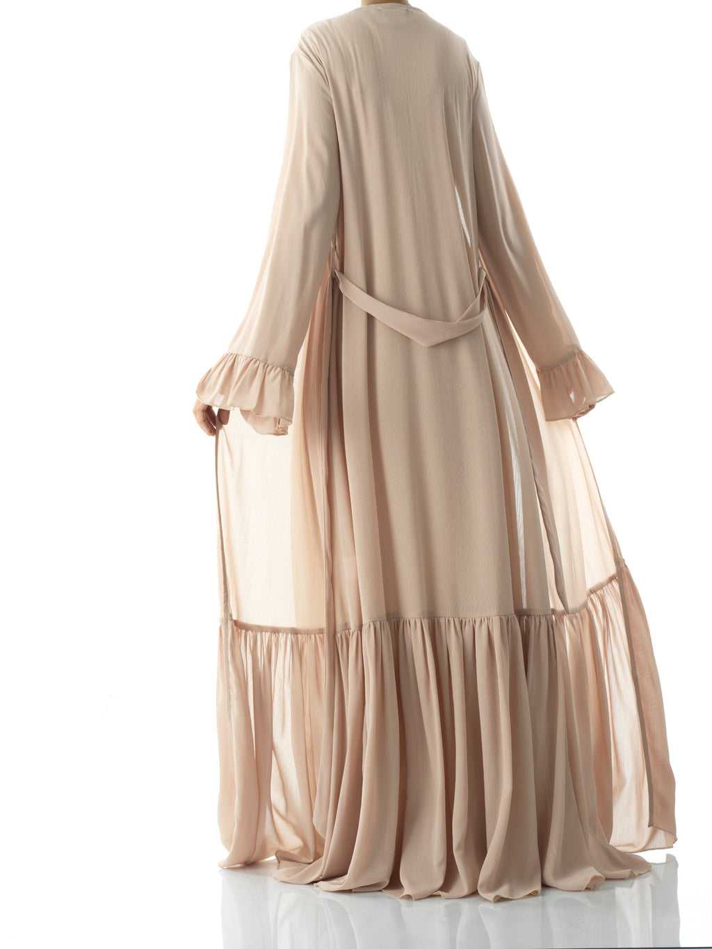 Charleston Coffee Tiered Ruffle Chiffon Cardigan