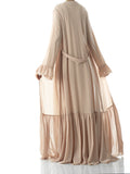 Charleston Coffee Tiered Ruffle Chiffon Cardigan