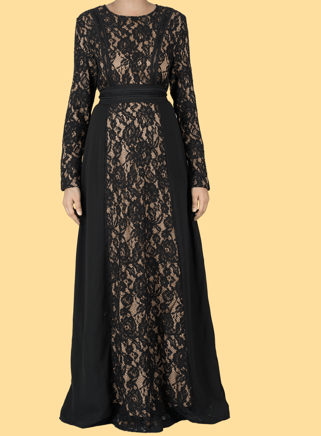 Thea Unapologetic Lace-Sleeve Maxi Dress