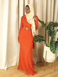 Naomi Orange V-Neck Ribbed Sweater Dress