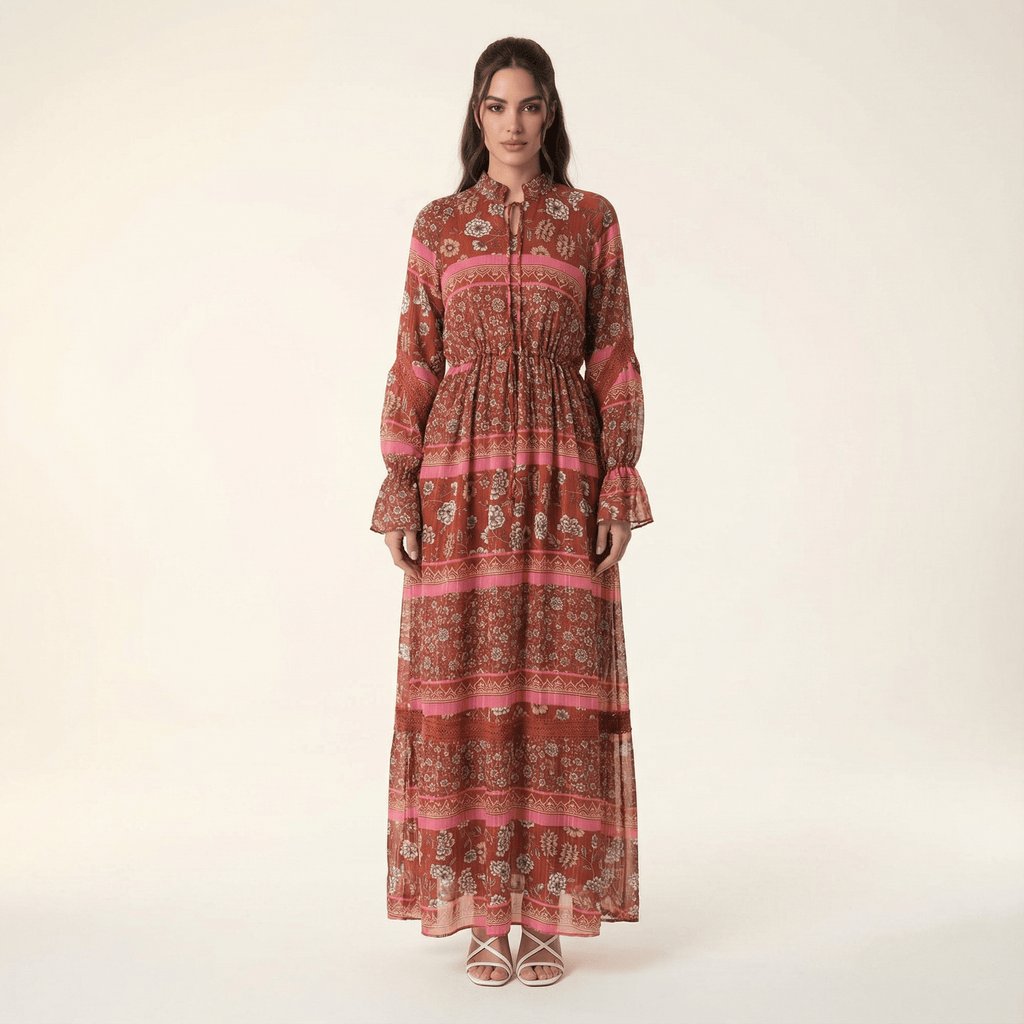 Selby Valentina Lace-Detail Long-Sleeve Maxi Dress