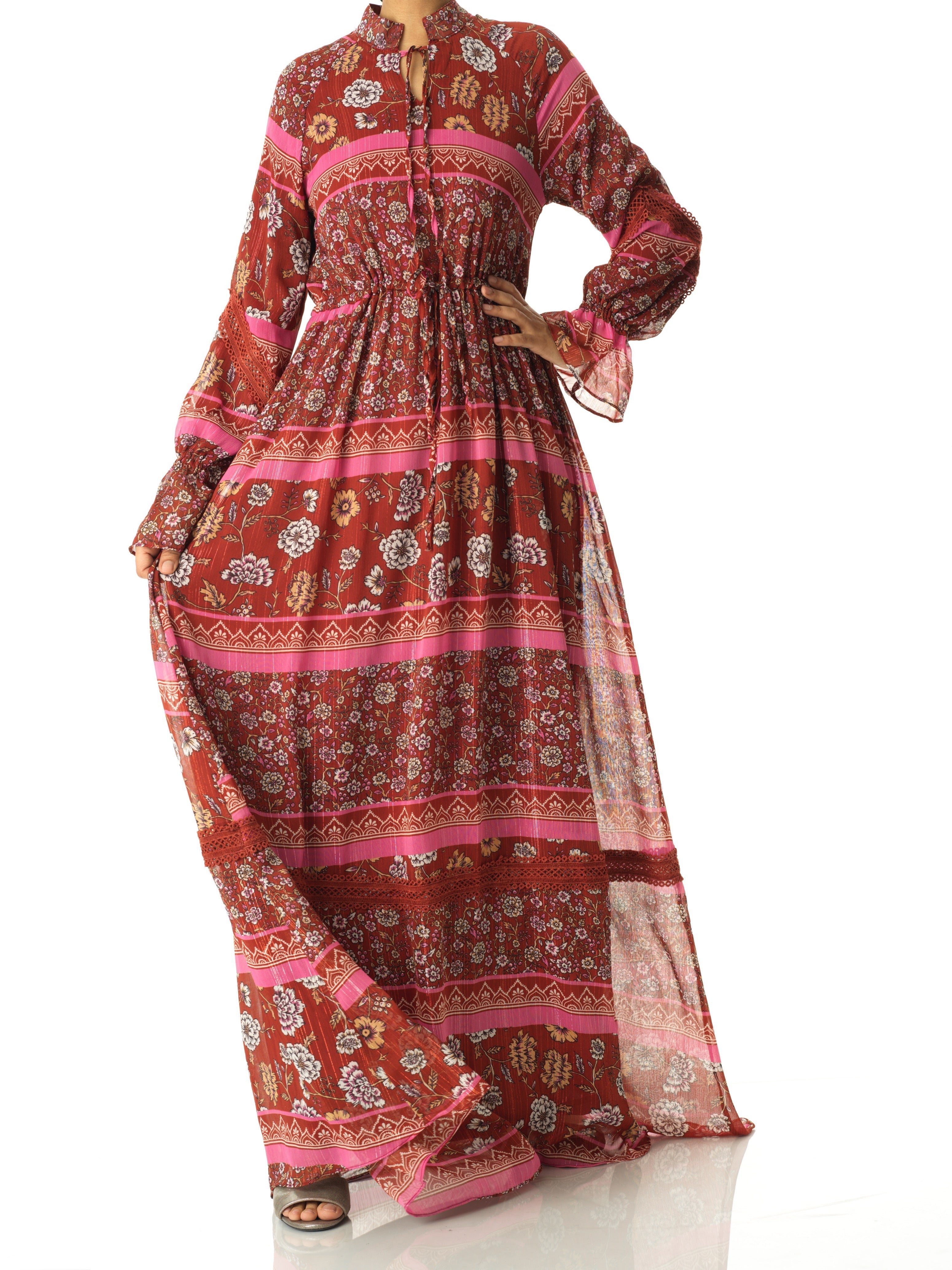 Selby Valentina Lace-Detail Long-Sleeve Maxi Dress