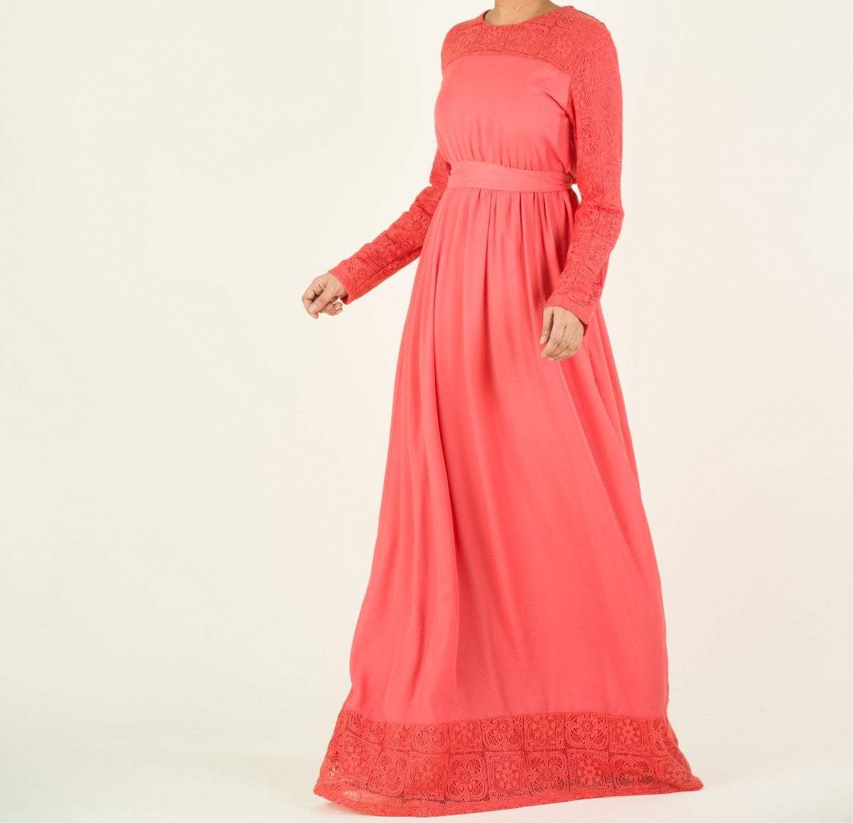 London Coral Chiffon Gown