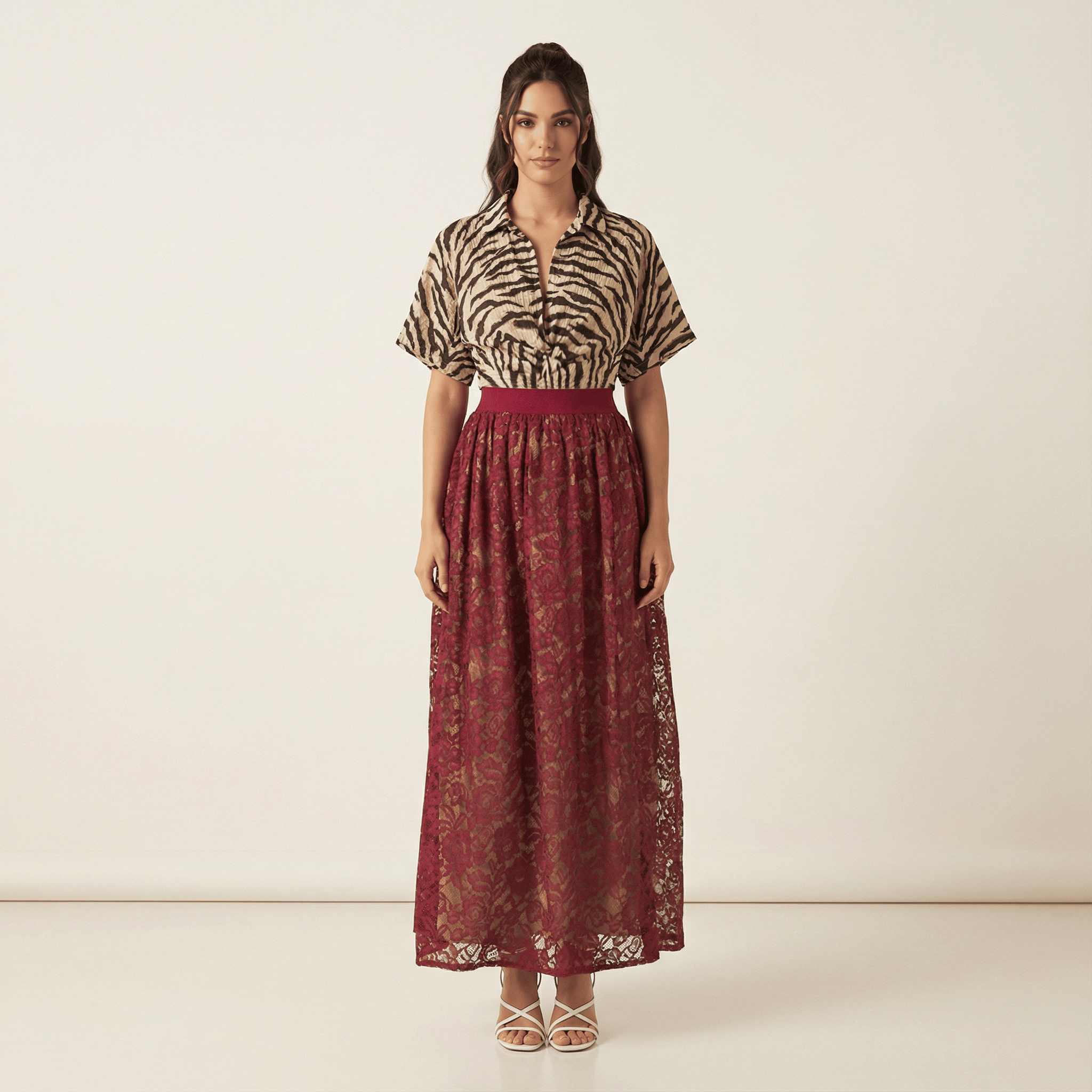 Arabella Blush Floral Lace Maxi Skirt