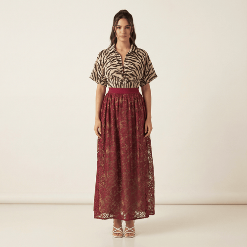Arabella Blush Floral Lace Maxi Skirt