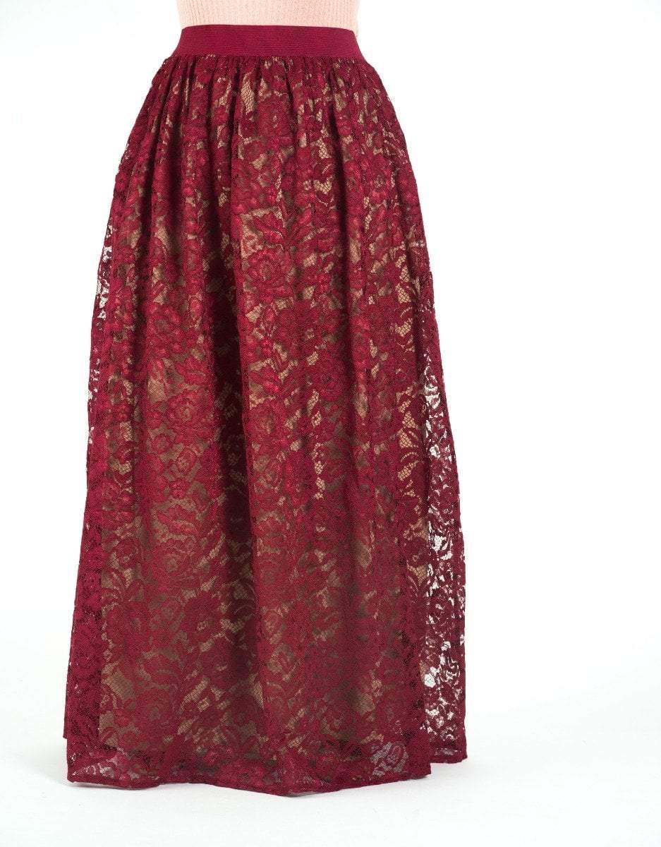 Arabella Blush Floral Lace Maxi Skirt