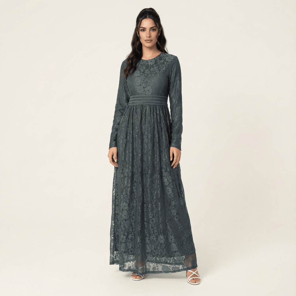 Monroe Gray Lace Maxi Dress