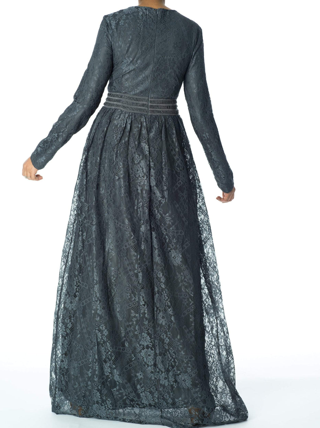 Monroe Gray Lace Maxi Dress