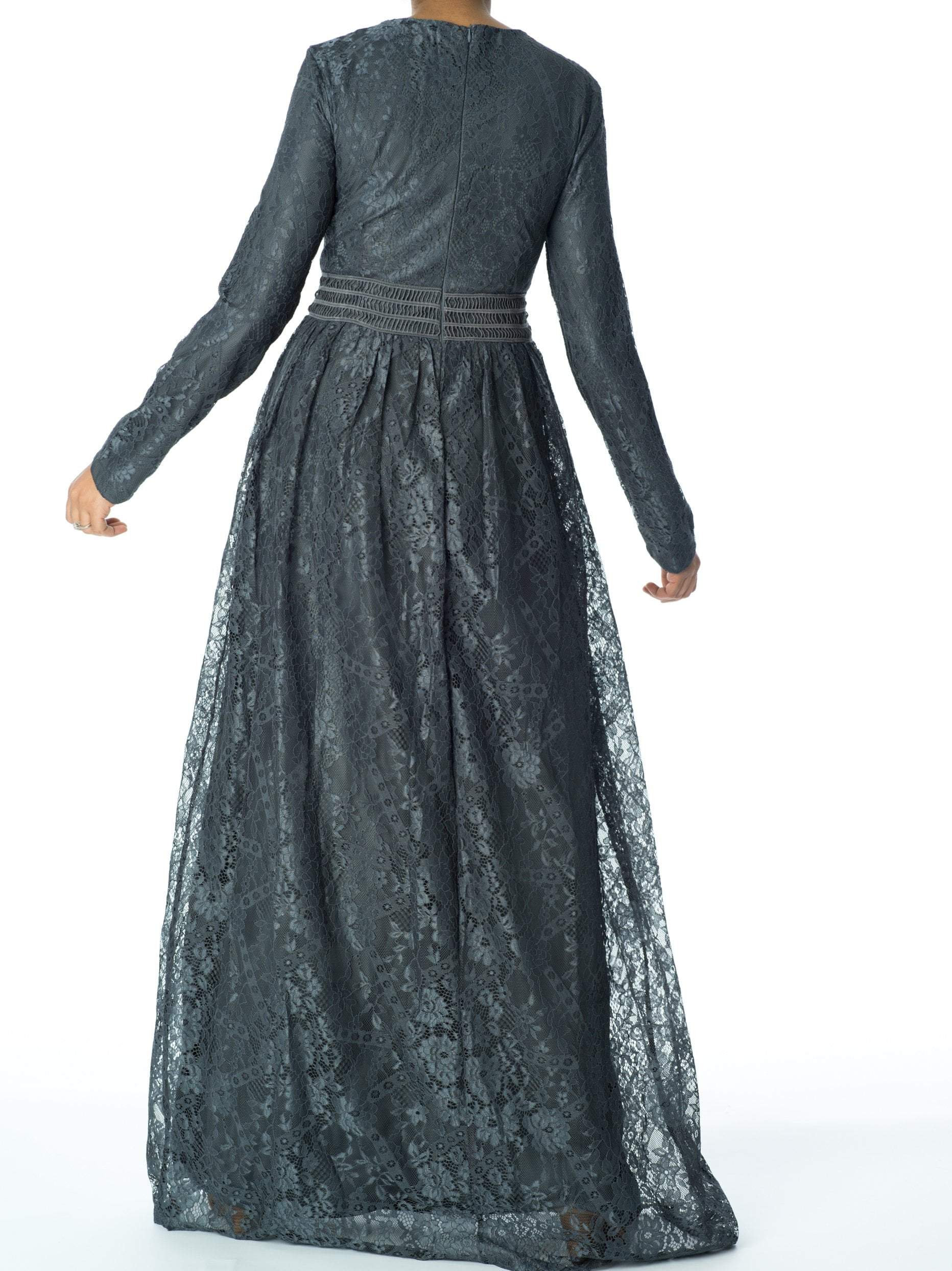 Monroe Gray Lace Maxi Dress