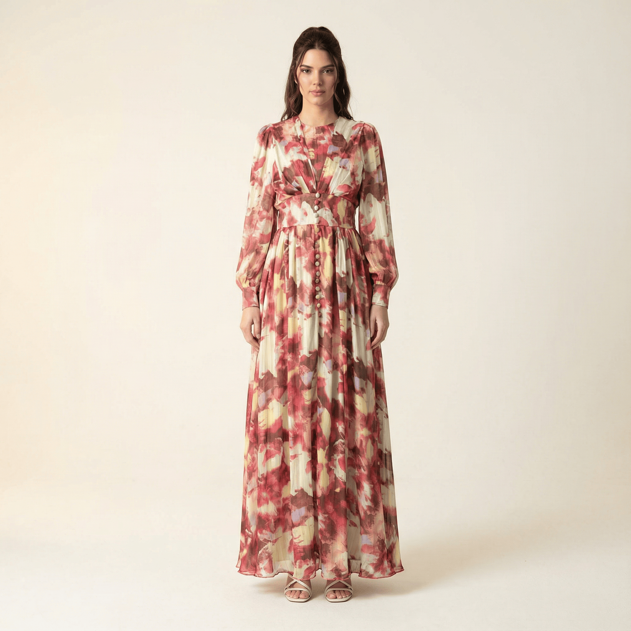 Ilaria Pink Watercolour Floral Maxi Dress