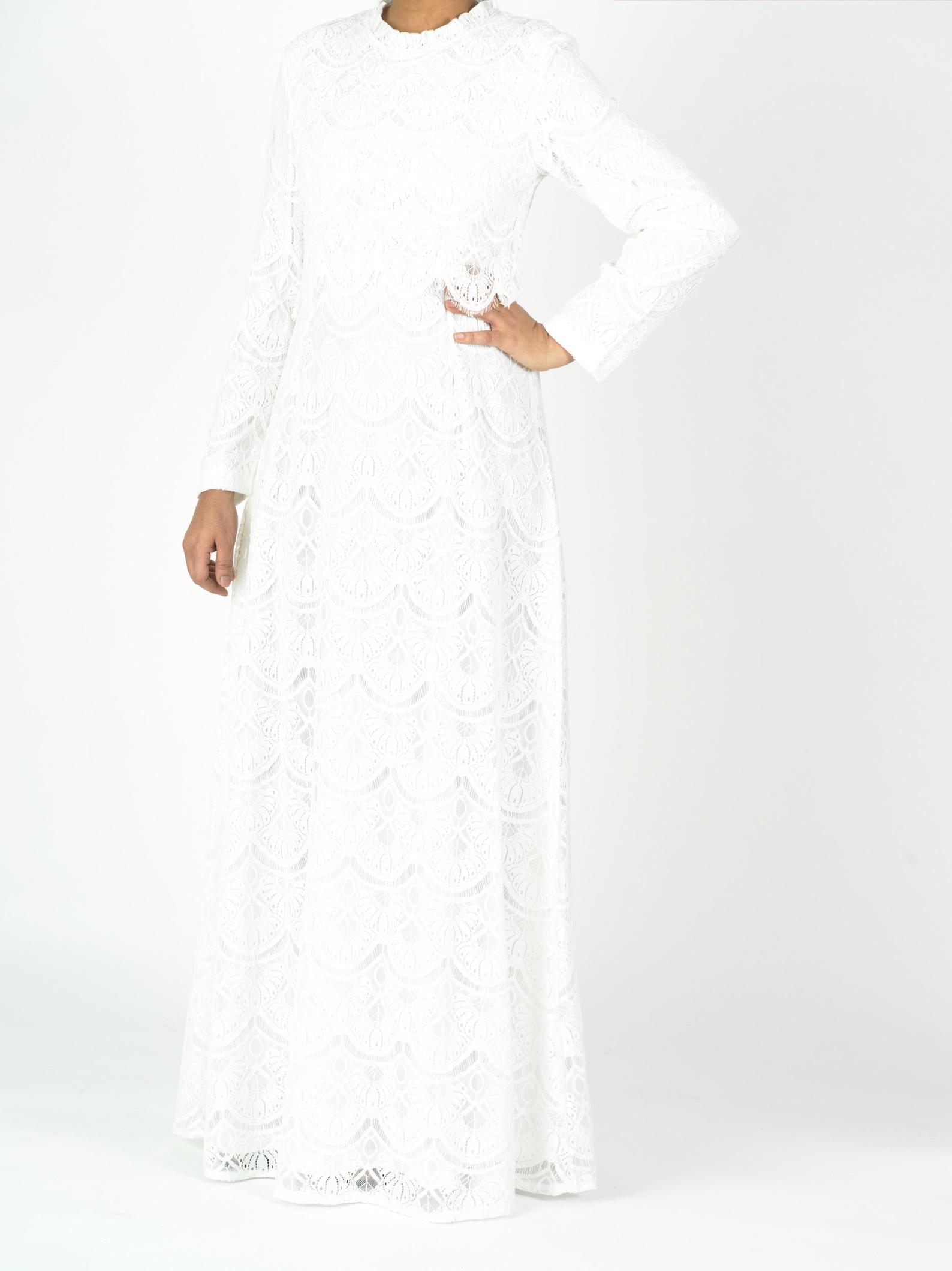 Linnea White Lace-Bodice Maxi Dress