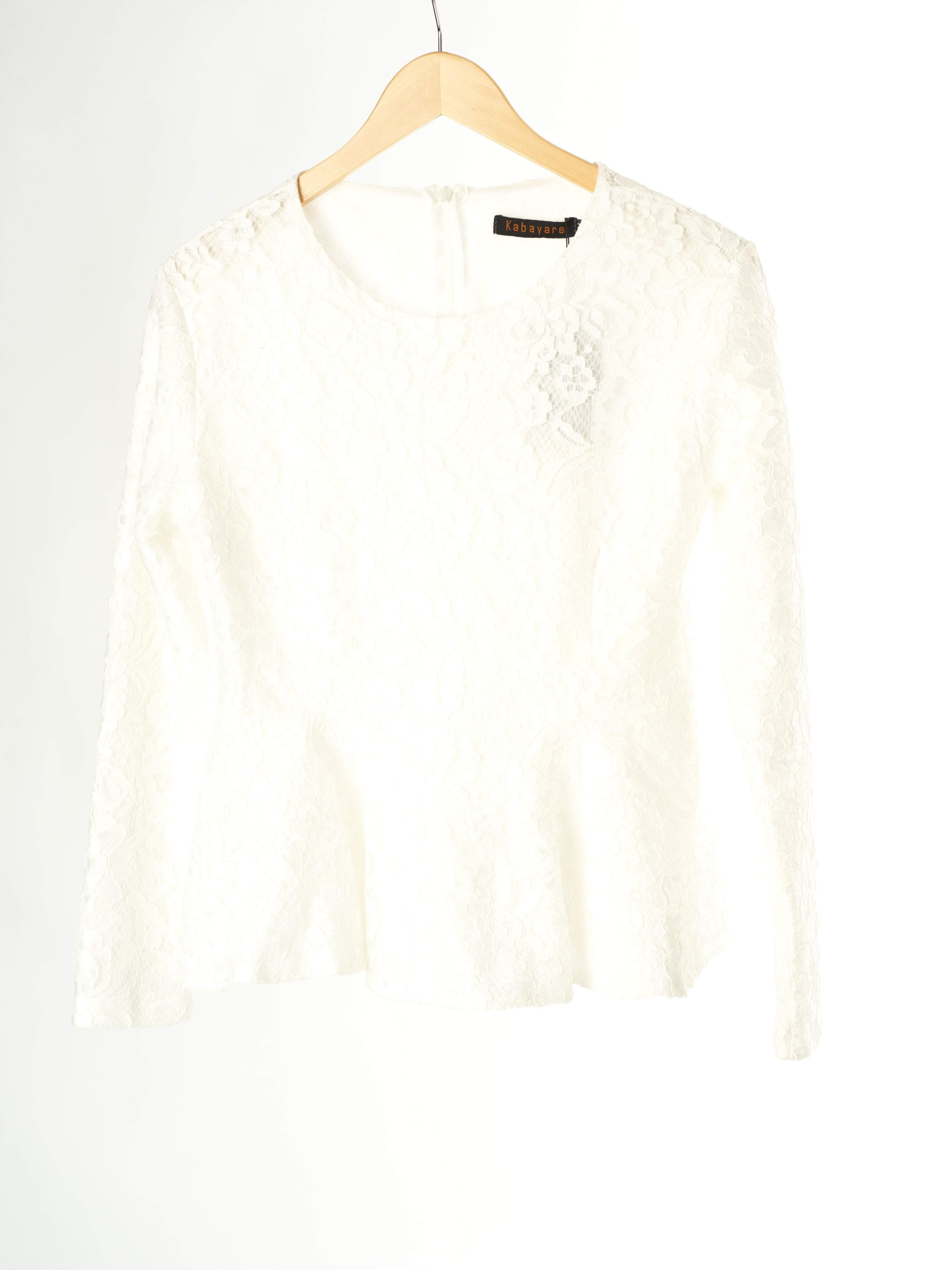 Emerson White Lace Peplum Top