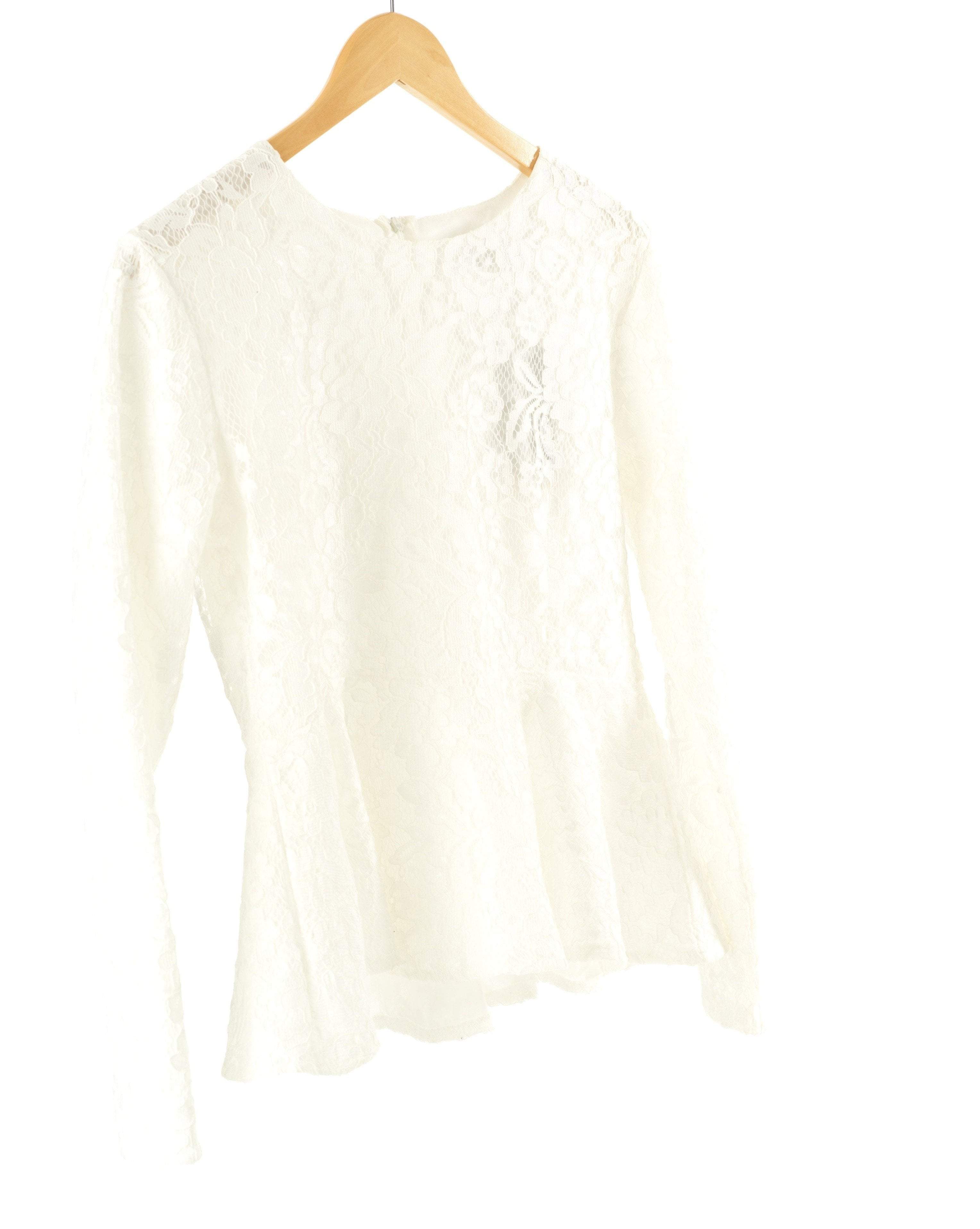 Emerson White Lace Peplum Top