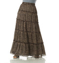 Vera Black Cheetah Tiered Maxi Skirt