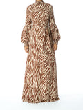 Carsyn Brown Zebra-Print Maxi Dress