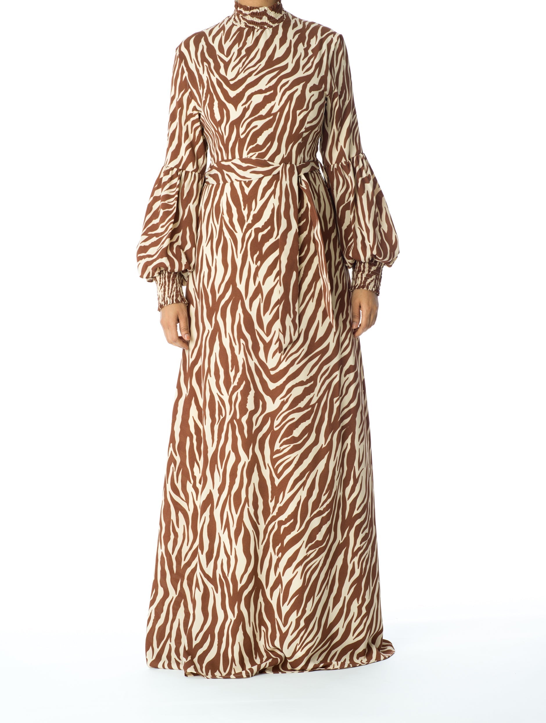 Carsyn Brown Zebra-Print Maxi Dress