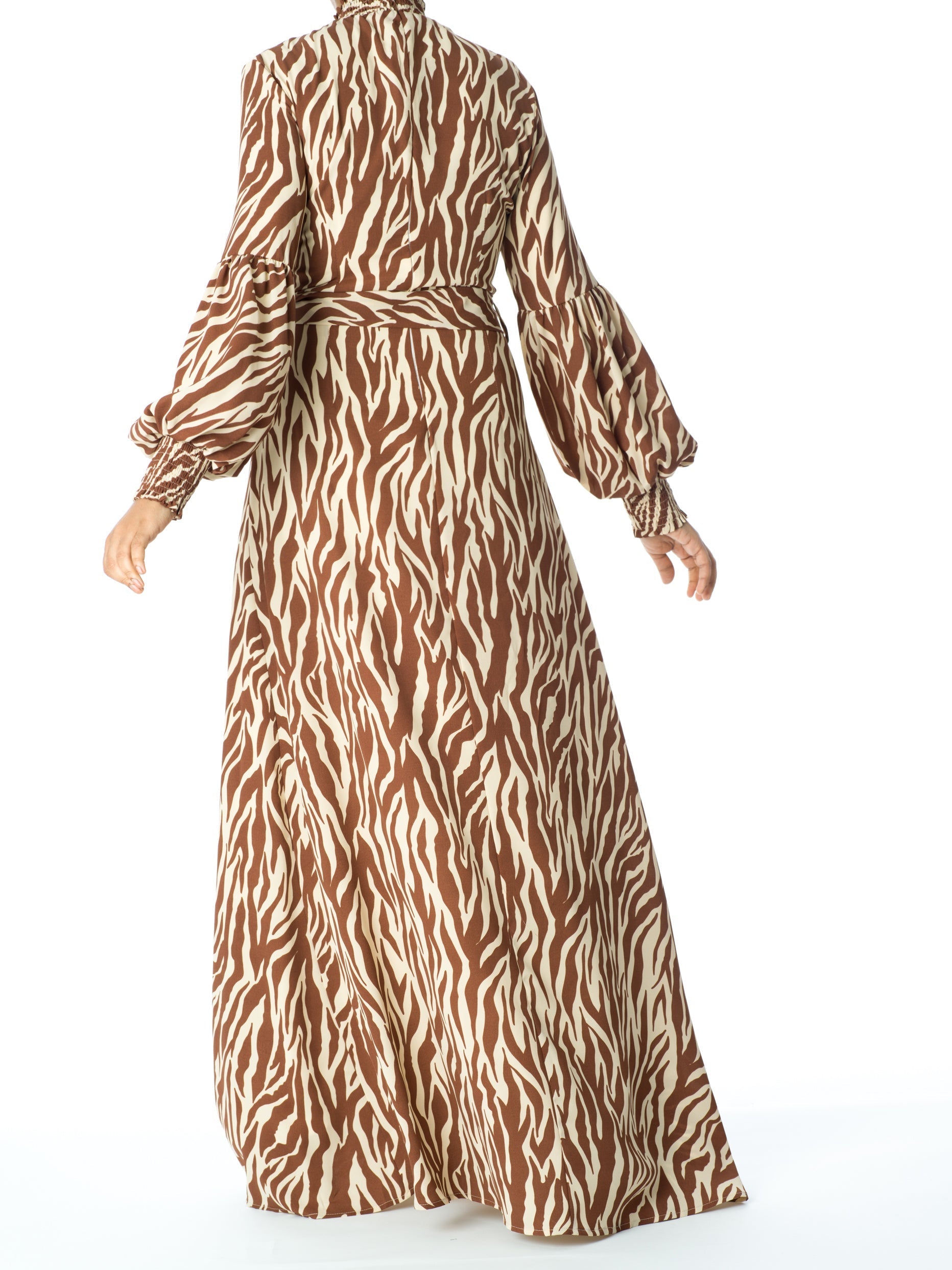 Carsyn Brown Zebra-Print Maxi Dress