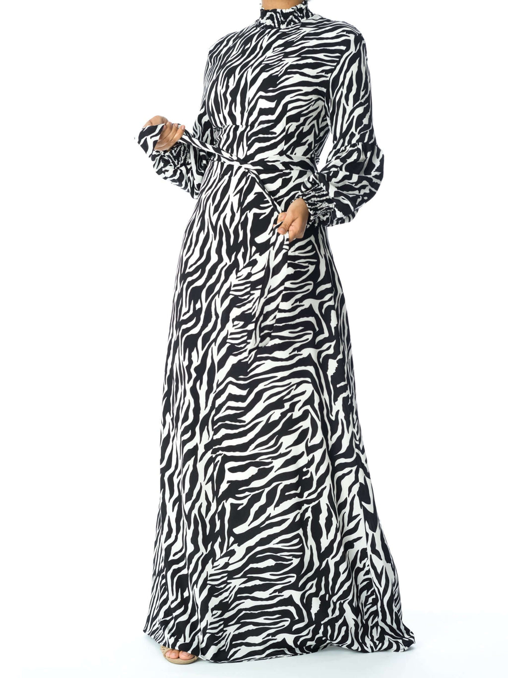 Catalina Black/white Zebra-Print Maxi Dress