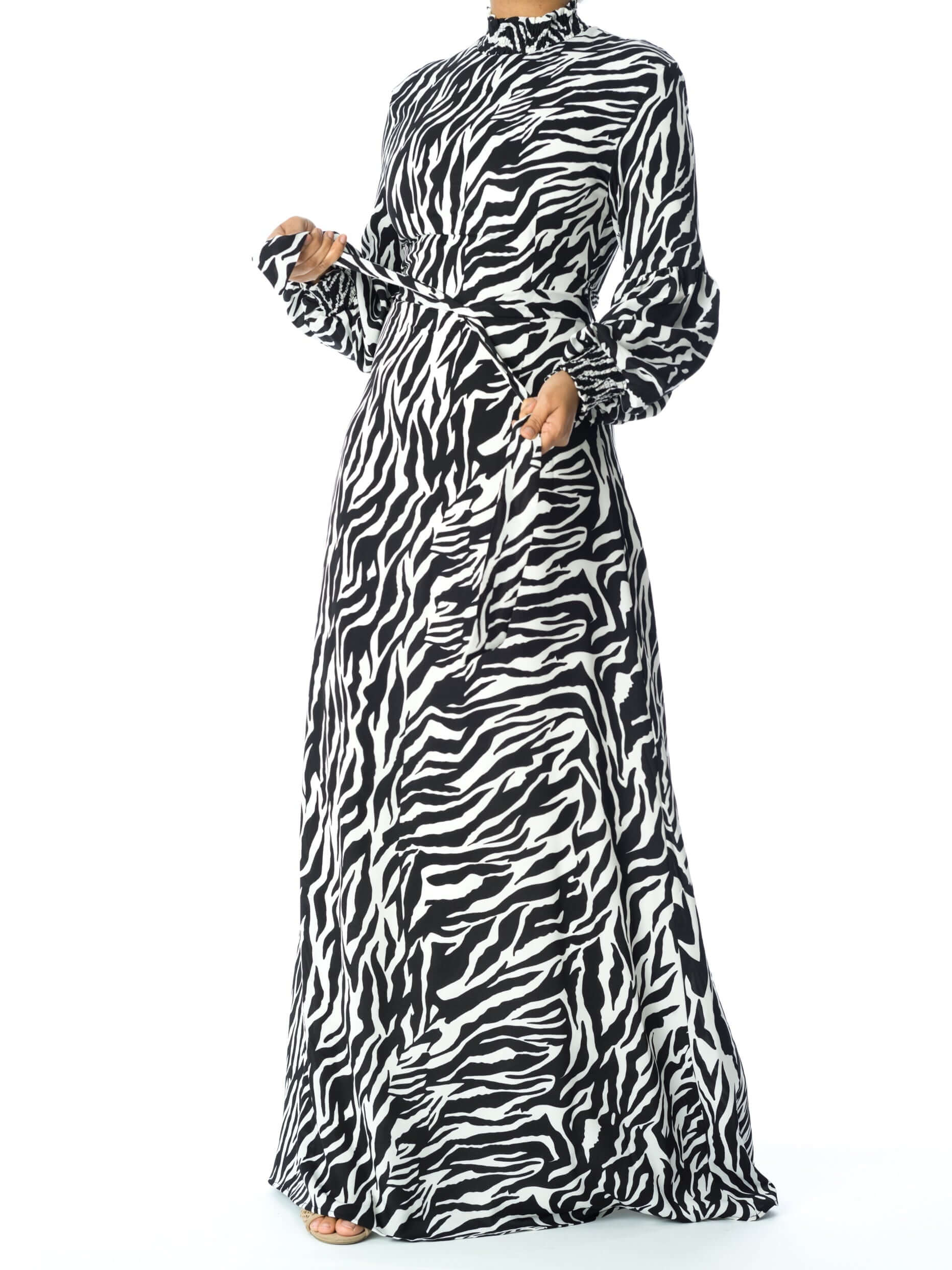 Catalina Black/white Zebra-Print Maxi Dress