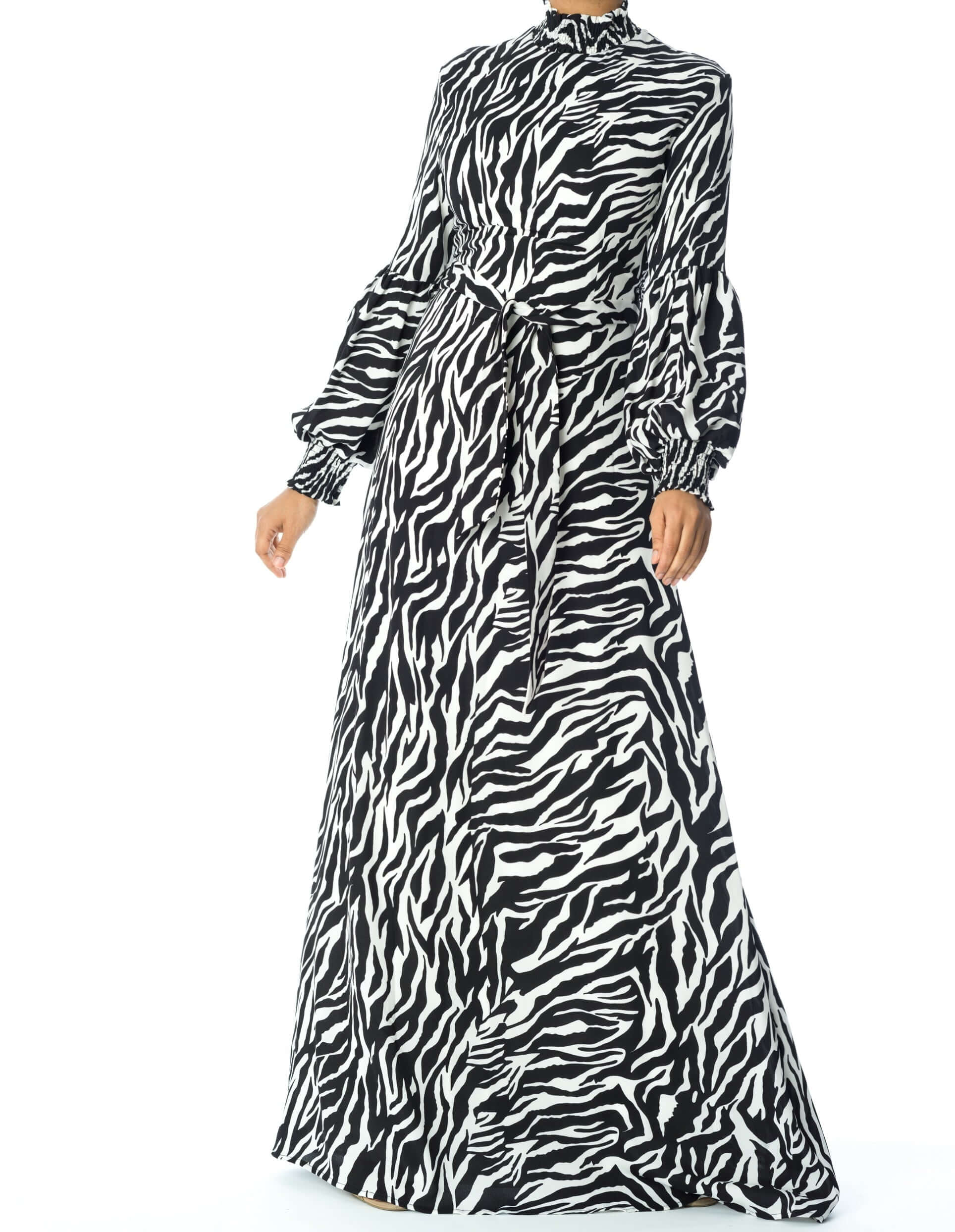 Catalina Black/white Zebra-Print Maxi Dress