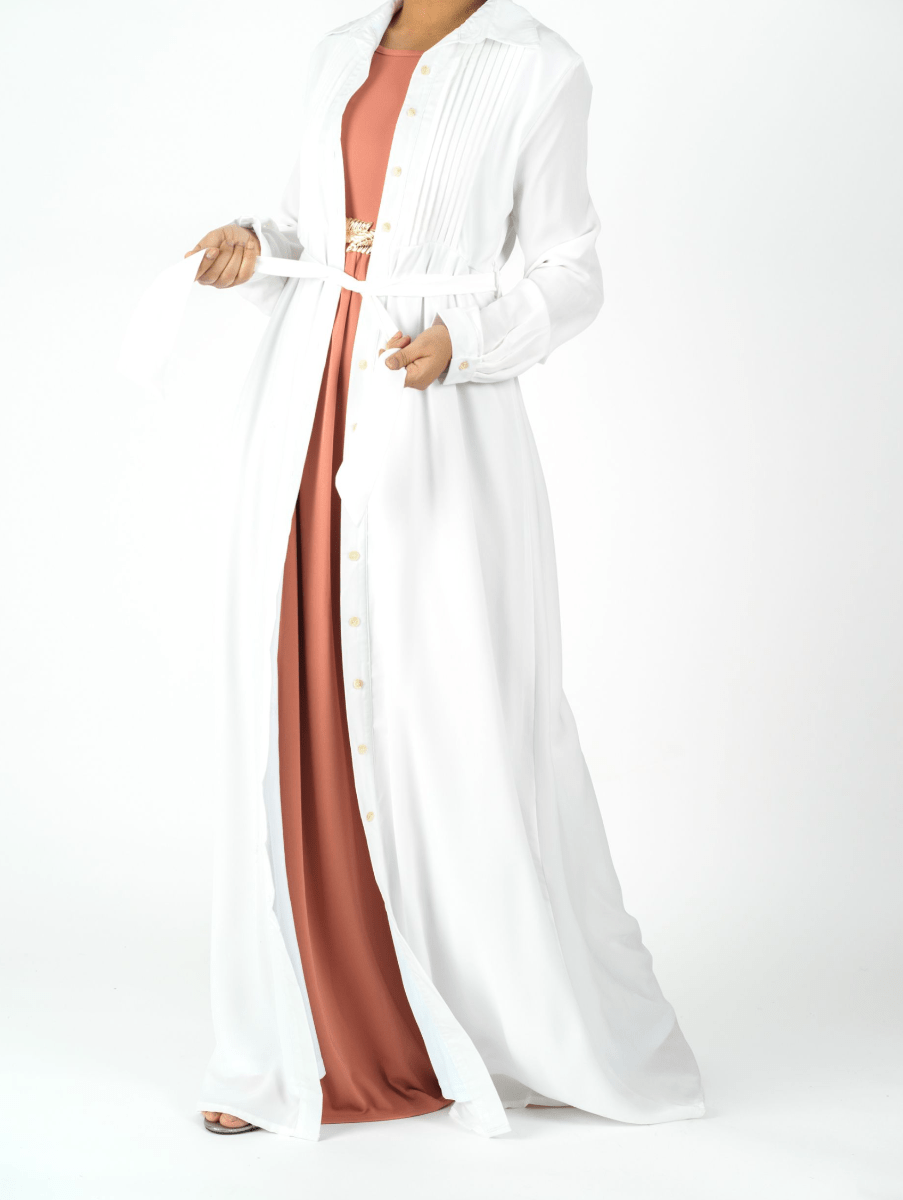 Maven White Button-Down Cardigan Dress