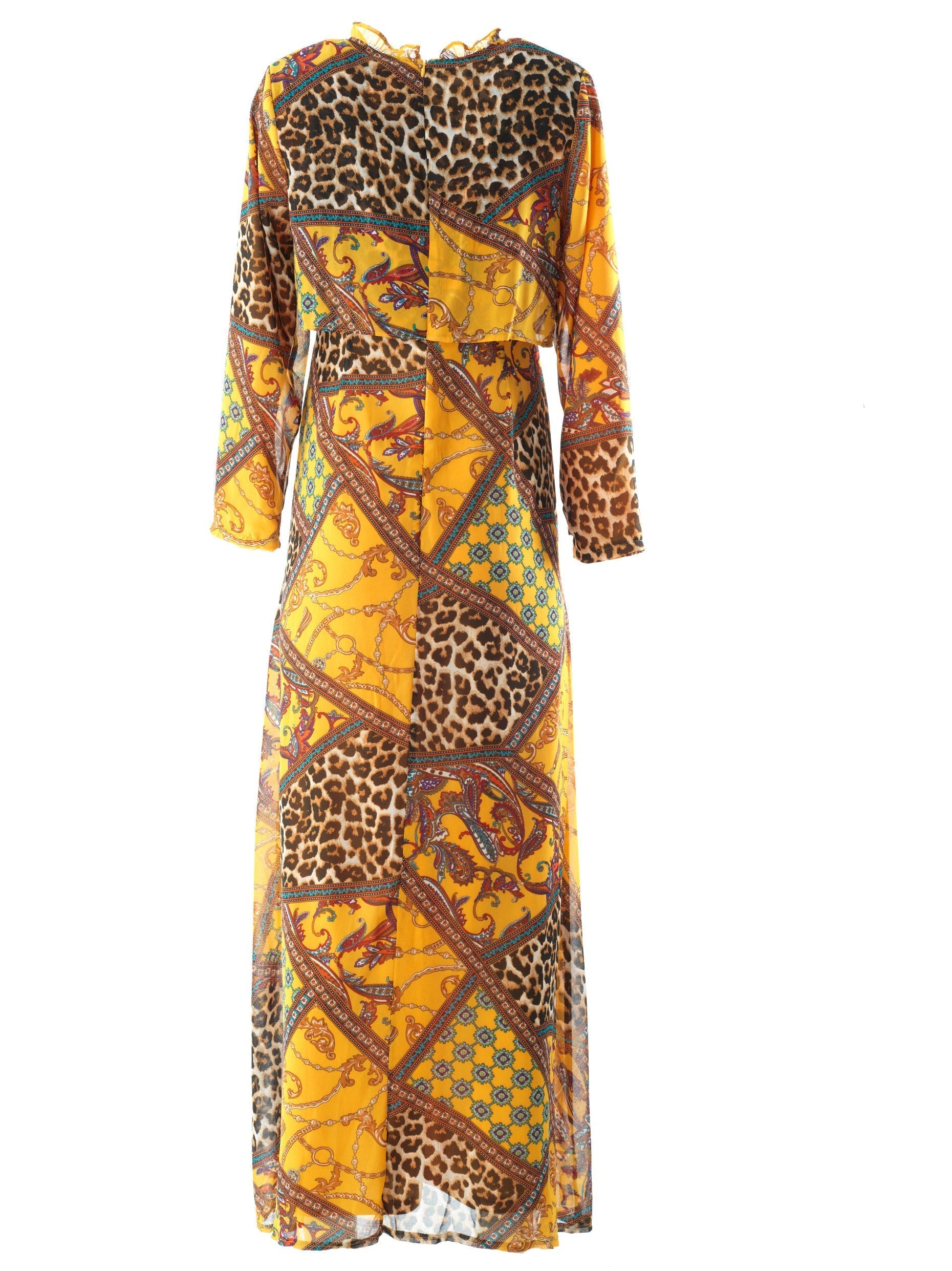Sol Yellow Mixed-Print Maxi Dress