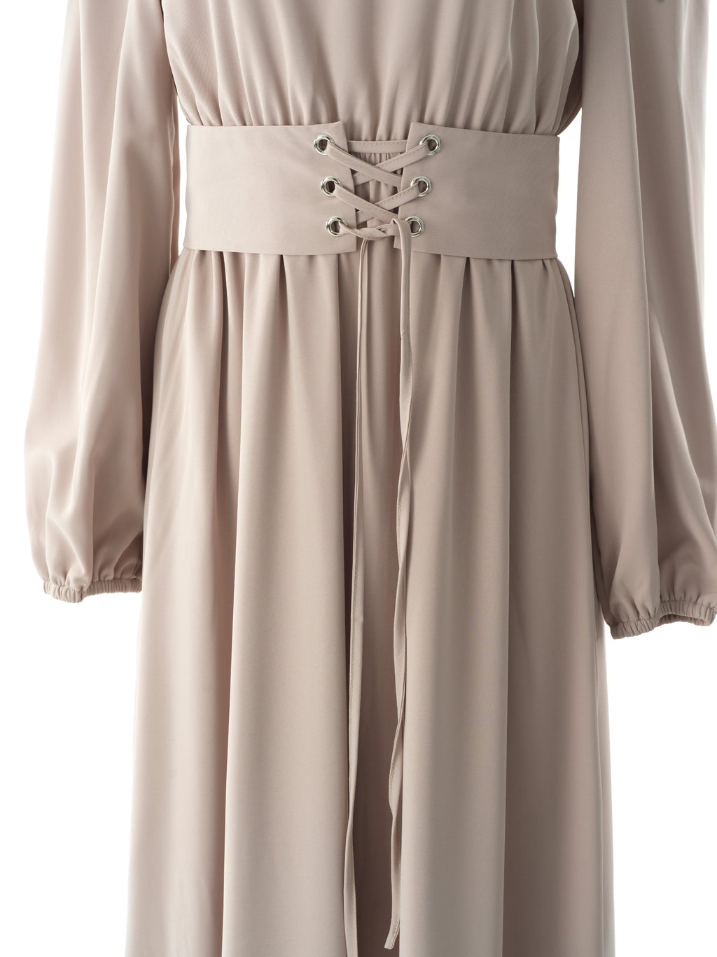 Crosby Pearl Nude Belted Maxi Dress