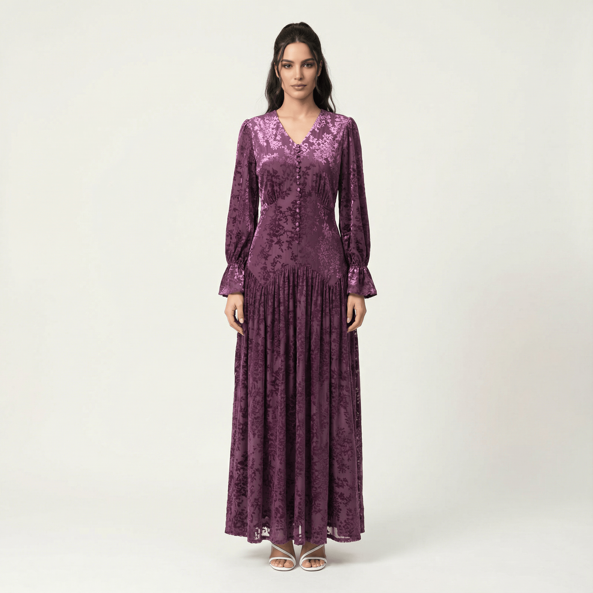 Ellette Zaria Velvet Burnout Maxi Dress