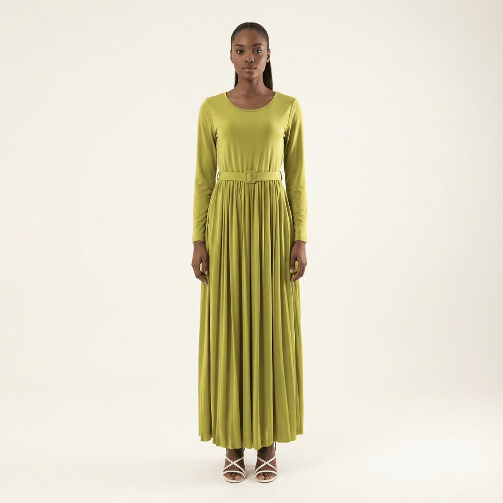 Coralie Zaytoon Pleated Ponte Maxi Dress