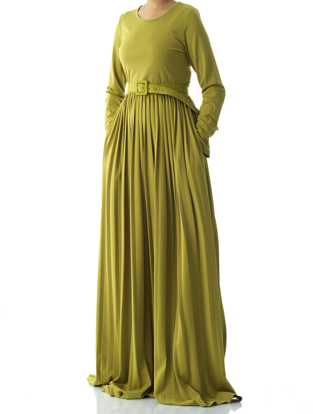 Coralie Zaytoon Pleated Ponte Maxi Dress